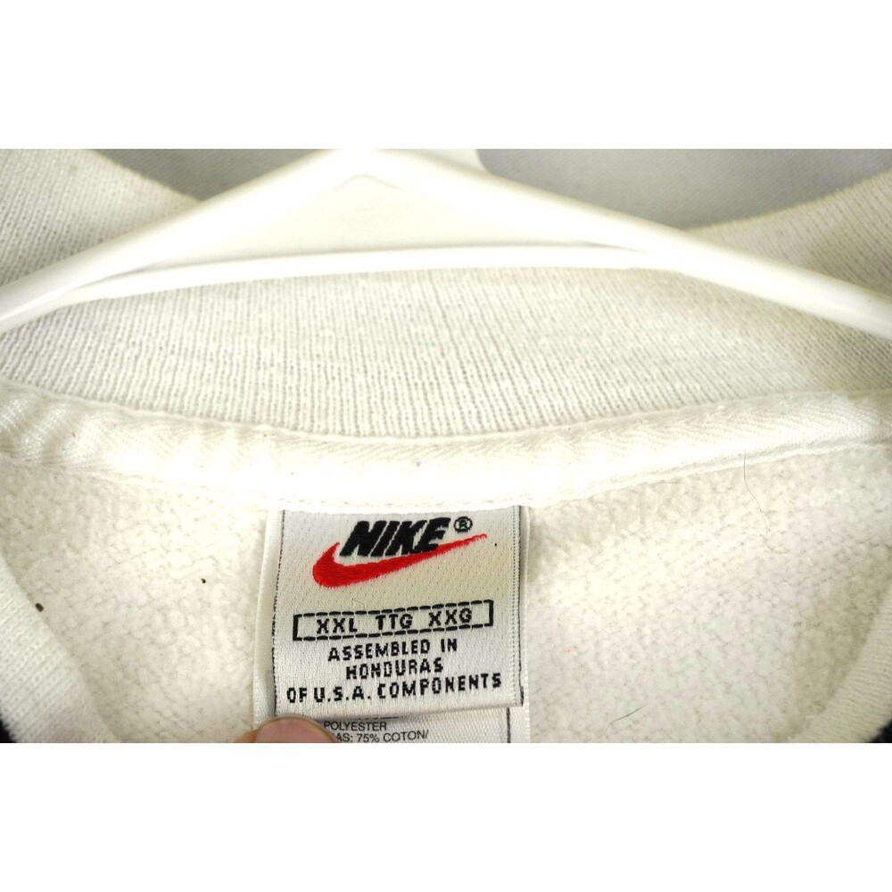 Nike Vintage Center Swoosh Logo Mens XXL White Ribbed Athletic Sweatshirt - Picture 5 of 9